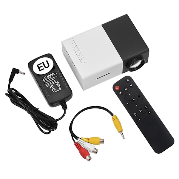 Mini LED-projektori | Tyylikäs kannettava kotiteatteri multimediasoitin | EU-pistoke | Musta Valkoinen