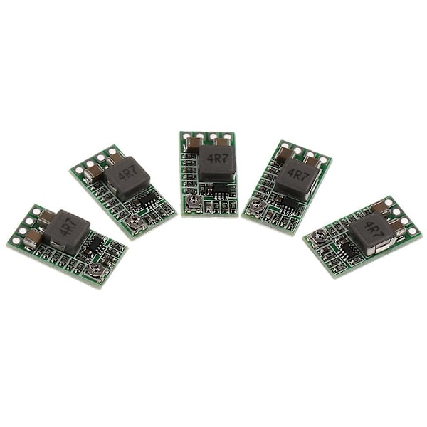 5 kpl Mini DC-DC 4-24V12V24V - 5V3A Virtalähdemoduuli 97.5% Autolle