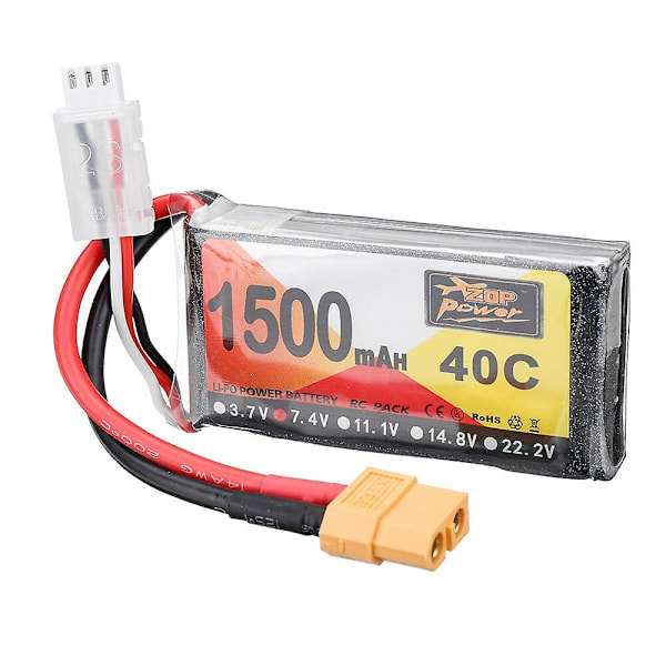 ZOP Power 7.4V 1500mAh 40C 2S LiPo Batteri XT60 Plugg for RC Drone
