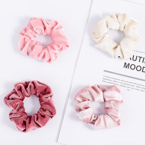 Blush Tema Hårstrikk - Fløyels Elastikker, 12 Blush TR134