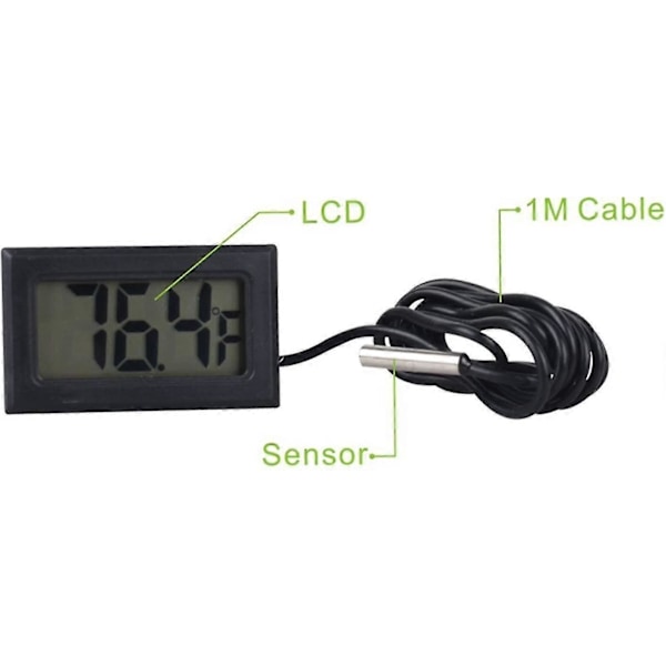 Digital LCD-termometer Temperaturmätare med Extern Givare