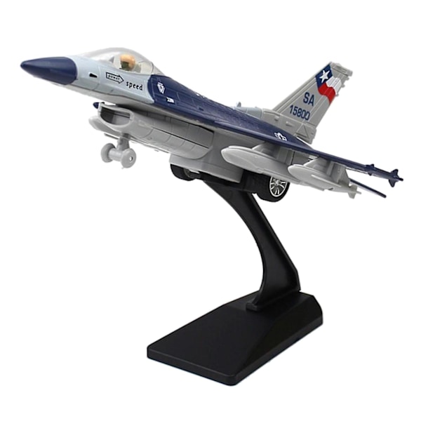 1:100 F-16 Jagerfly Diecast Legering Jagerflymodell Med Stativ Blå