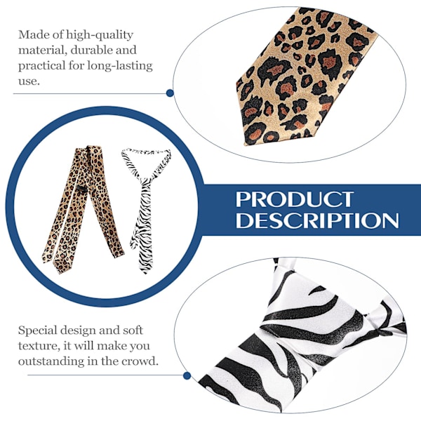 2 stk. Zebra Leopard Mønster Slips Premium Fest Slips Komfortabel Slips