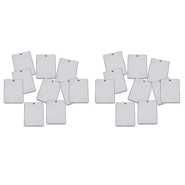 20 stk Metall Flat Rektangel Blanke Stempling Charms Tag Smykkehengere 20x30mm
