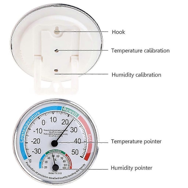 Bærbar Analog Termometer Hygrometer Temperatur Fuktighet Monitor Måler