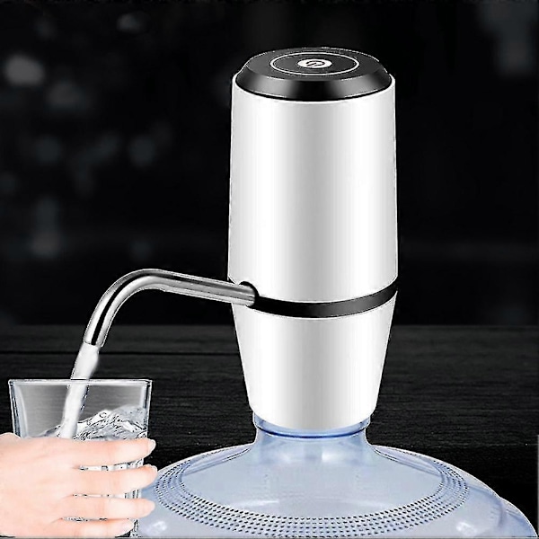 Elektrisk vannpumpe Vannflaskepumpe Bærbar USB-lading Automatisk drikkevanndispenserpumpe for gallon (hvit)