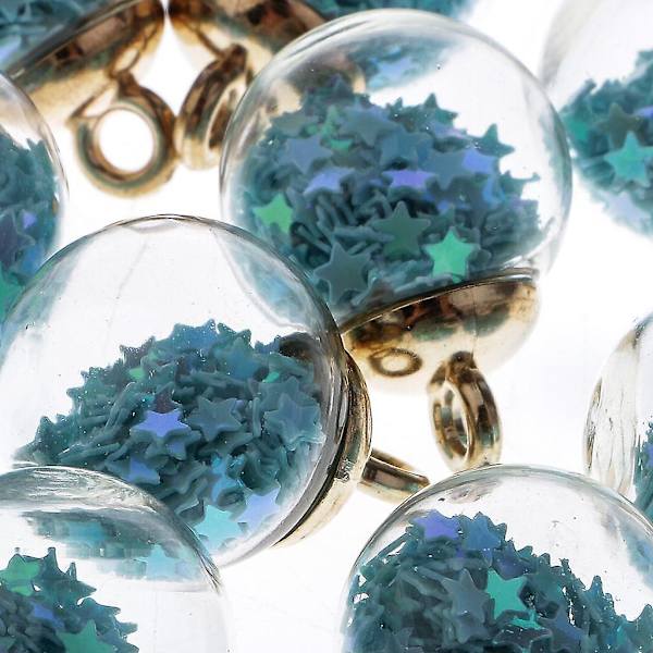 4x10 stycken 16mm små stjärnglaskulor berlocker hänge DIY hantverk ljusblå