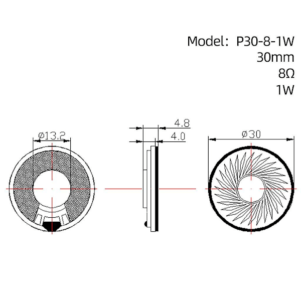 7 st Runda Interna Magnet Högtalare Skal 8ohm 1w 30mm Dia