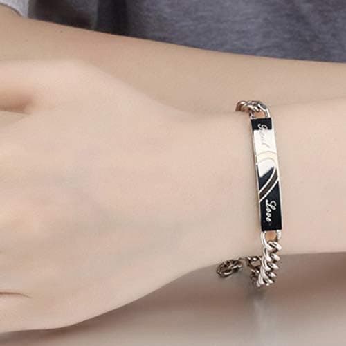 2-delt pararmbåndssæt, hjerteformet armring i rustfrit stål, pararmbånd