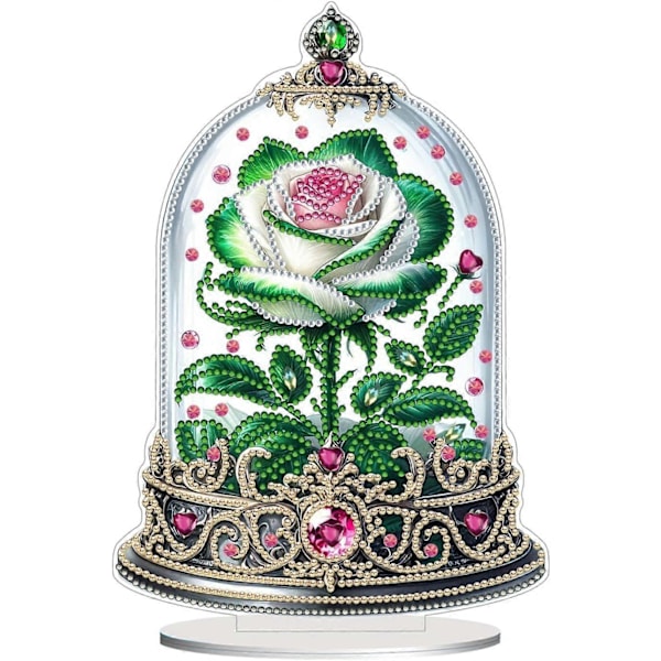 DIY Diamant Bordpynt Special Formet Krystal Diamant Kunstmaleri Bordpynt Ensidig til Hjem Kontor Dekoration Håndværk Gave-Rose