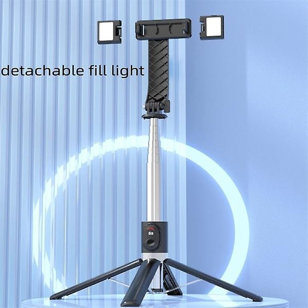 Säädettävä Selfie-tikku / Tripod LED-valoilla 140 cm Musta Musta