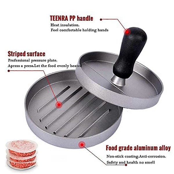 12cm Rund Burgerpresse Hamburger Maker Legering Hamburger Form Presse Aluminium Kød Oksekød Værktøjer