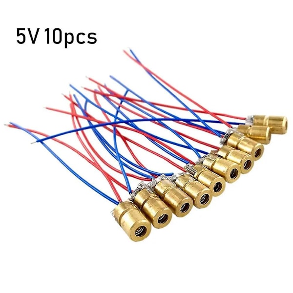 1/3/5/10 stk Laserdiode 650nm 6mm 3/5V 5 Million Watt Justerbar Diodemodul til Punktlaser Rød Kobber~2702