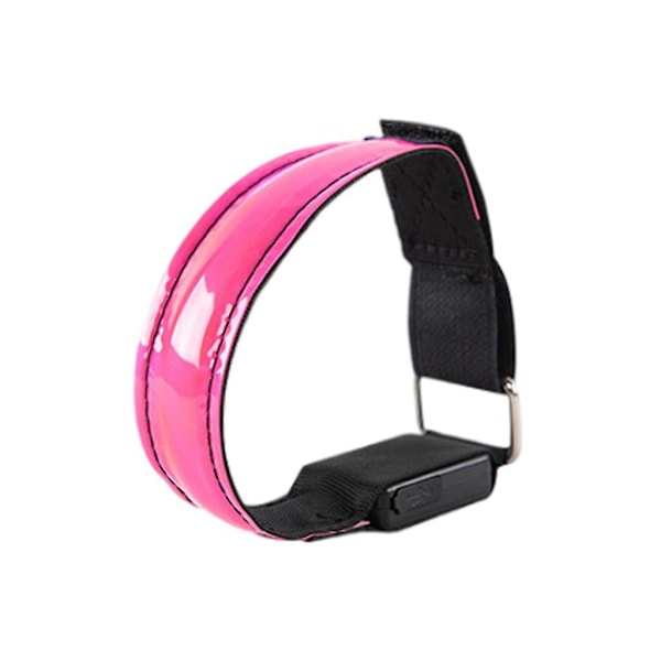 Farverig LED Lys Armbånd Rem USB Opladning Sikkerhed Udendørs Sport Pink