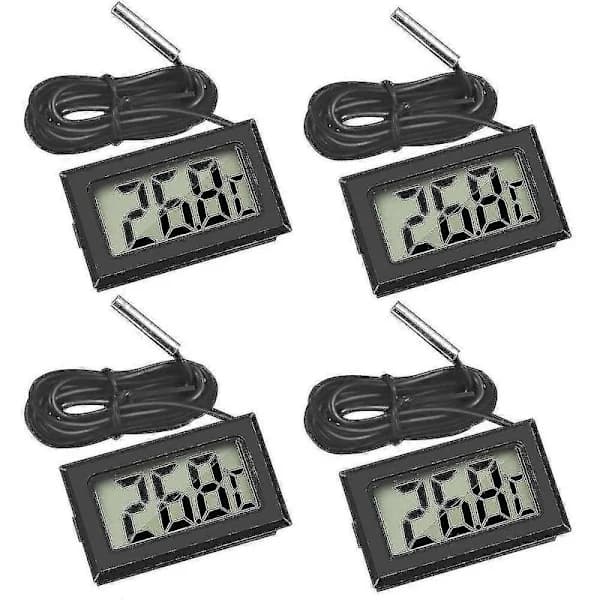 4-pack Digital LCD-termometer med extern sensor för kylskåp, frys, akvarium