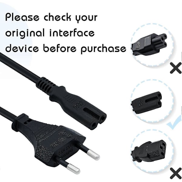 1,5 m Virtakaapeli EU-pistoke C7 Bipolar 2 Kaapelia PS5 / PS4 / PS3 / Xbox Series X / S - Musta Paras Lahja