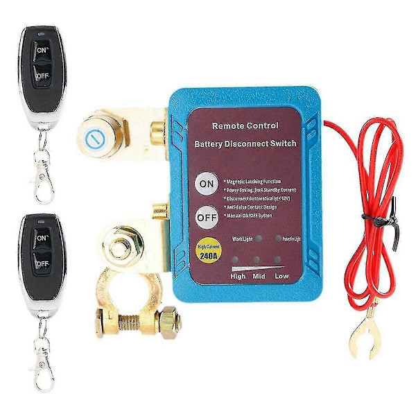 12V 240A Fjernbetjent Batteri Afbryderkontakt Automatisk Strømafbryderkontakt Fjernbetjening Afbryder Auto