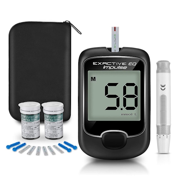 Exactive Eq Impulse Fully Automatic High Blood Glucose Measuring Instrument With Test Paper 50 Test Strips+50 Needles Bean Newway