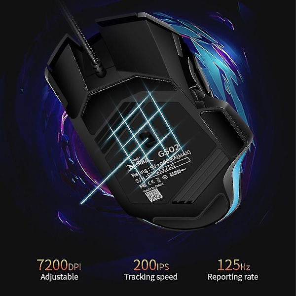 G502 Ergonomisk Trådbunden Spelmus Optisk Makro 7200dpi RGB Datorspel Halksäker Mus TZI