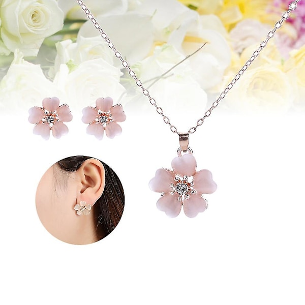 Eleganta Örhängen Blommor Hängande Örhängen Bröllop Örhängen Körsbärs Halsband Kedja Halsband Halsband Örhängen Stud Set