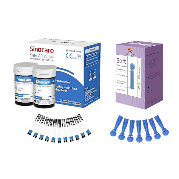 Sinocare Safe AQ Glukose Teststrimler og Lancetter 50 stk.