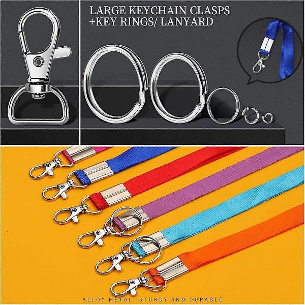 265 stk Metall Hummerklo-spenne med nøkkelring for håndverk, Lanyard-klips Snap Hook, Svingbare spenner