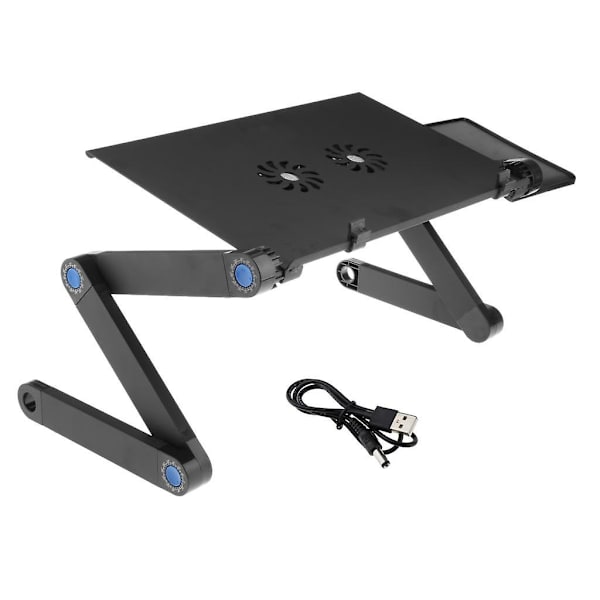 Laptop Lazy Table Desk Stand Sofa Bed Bakke Stativ Sort Med Køleventilator