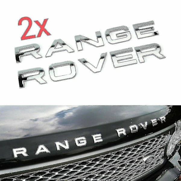 Chrome Range Rover Frontgrill Motorhjelm Emblem og Bagagerum Bogstaver Emblem (2-pak)