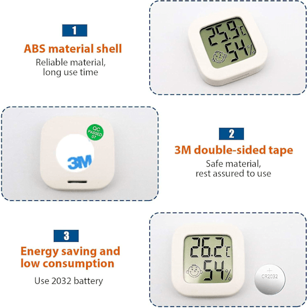 3 stycken Mini Digital Inomhus Termometer Hygrometer Luftfuktighet Temperatur LCD-Skärm Bluetooth Sensor Trådlös Termometer För Hem Kontor Digital Hyg