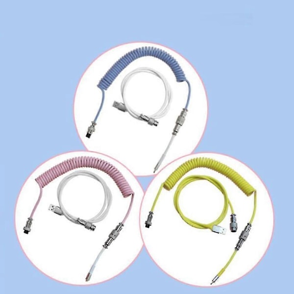 Mekaniikan näppäimistö kierteinen kaapeli Wire Type C - USB-kaapeli Pilot Coiling -kaapeli pelikäyttöön tarkoitettujen näppäimistöjen lisävarusteille, vaaleanpunainen