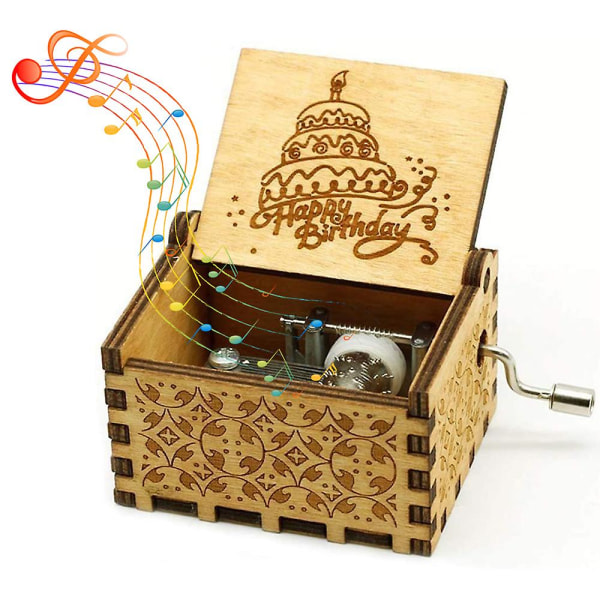 Trämusikdosa, lasergraverad vintage trä Sunshine Music Box Present Födelsedag/jul/Alla hjärtans dag