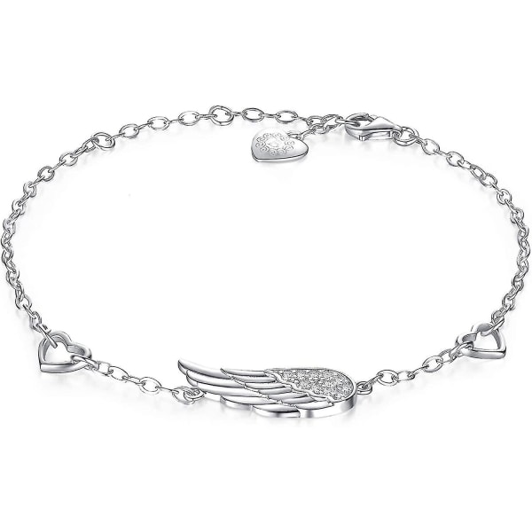 Kvinnor Silver Angel Wings Armband 925 Sterling Silver Justerbar Kedja Diamant Vitguldpläterad Armband Mors Dag Present