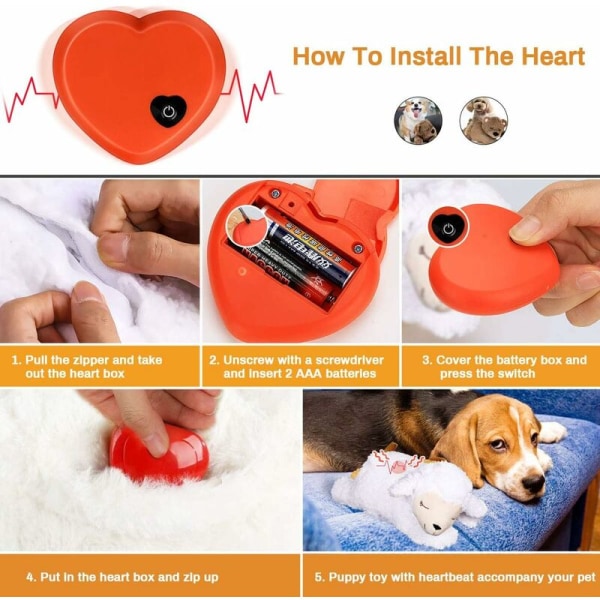 Valpleksak - beteendehjälp, hjärtslag - Little Buddy Heart Beat Sheep Vit Hundleksak 1 enhet