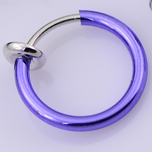1 par klämringar med löstagbara pärlor 13 mm diameter light purple