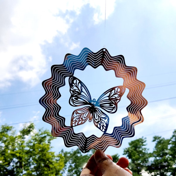 Fågelavvisande vindsväng 3D rostfri metallplåt kolibri roterande vindspel trädgårdsdekorationer
