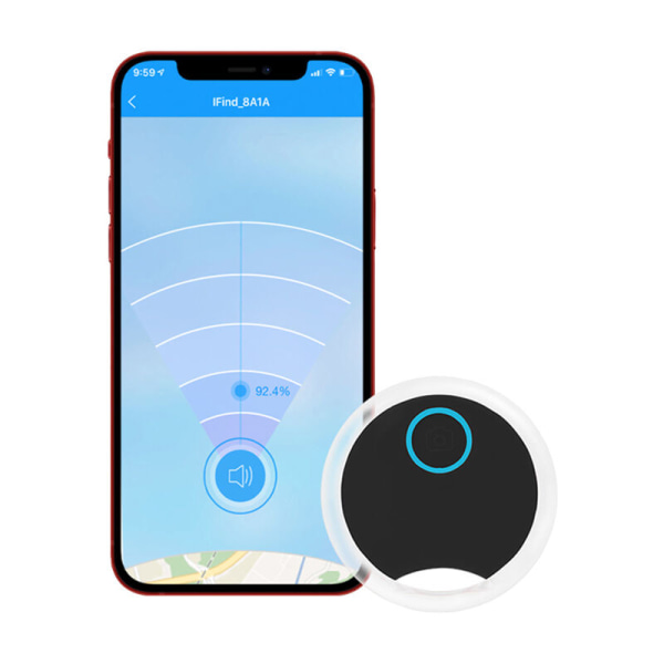 Trådlös GPS-spårare för husdjur, nycklar, väskor, plånböcker, appkontroll, objektfinnare, selfie-slutare, kompatibel med IOS/Android-telefoner, svart - svart,
