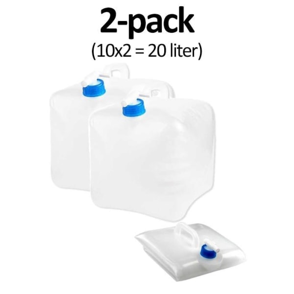 2-pack 15L hopfällbar vattendunk med kran