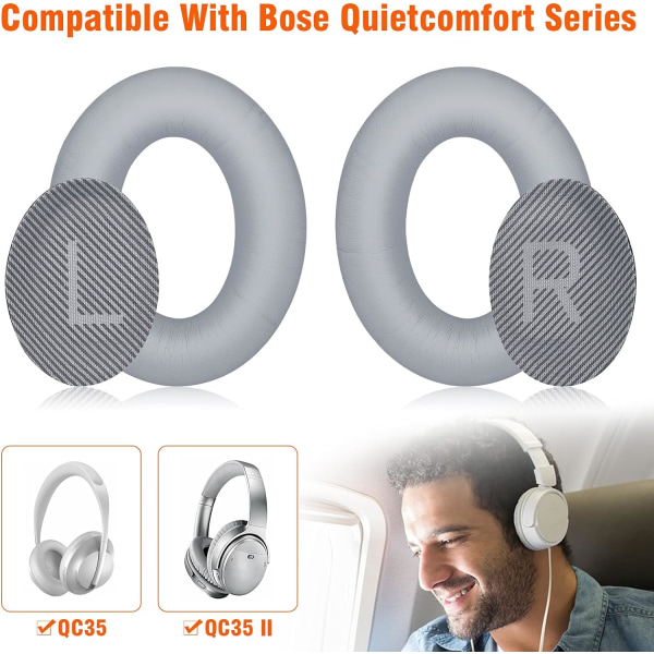 Professionell kuddebyte för hörlurar, mjukt cover för Bose Quietcomfort Series Over-Ear-hörlurar (svart) black