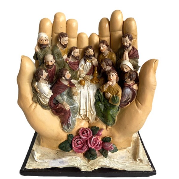 Den sista måltidsscenen Jesus och de 12 lärjungarna Religiös staty Kristen katolsk figurinredning