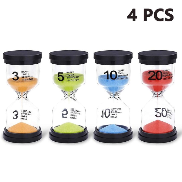 4-pack sandglastimer 4-färgs sandglastimer 3 minuter/5 minuter/10 minuter/20 minuter timer