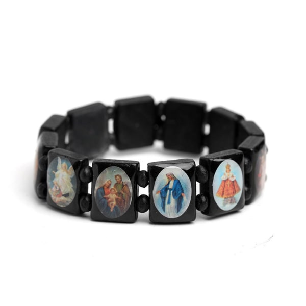 3-pack Jesus Armband Ängelarmband Mary Religion Trä Stretch Katolsk Idol Välsignelse Smycken
