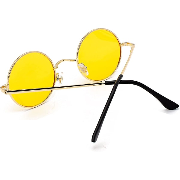 Retro solglasögon Starkt UV-skydd Solglasögon Rund metallram Glasögon Mode polariserade solglasögon