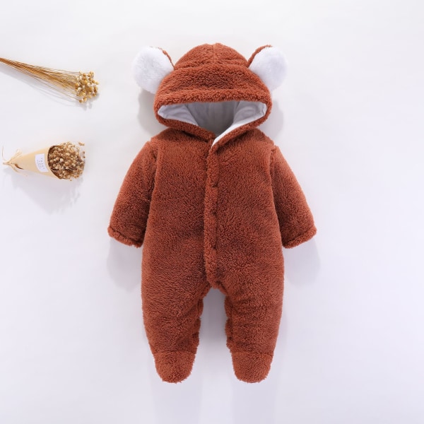 Nyfödd Baby Vinter Flickor Pojkar Kläder Varma Djur Björn Öron Overall Rompers Hooded Jumpsuit