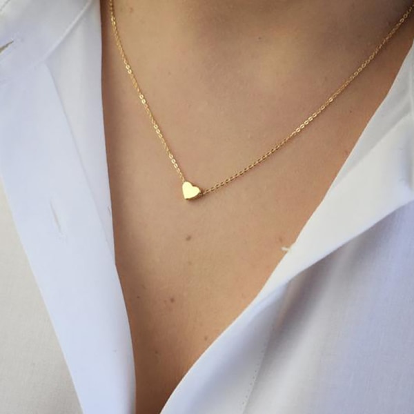 Halsband är enkla och mångsidiga, kort kärlekshjärta halsband, nyckelbenskedja (guld)