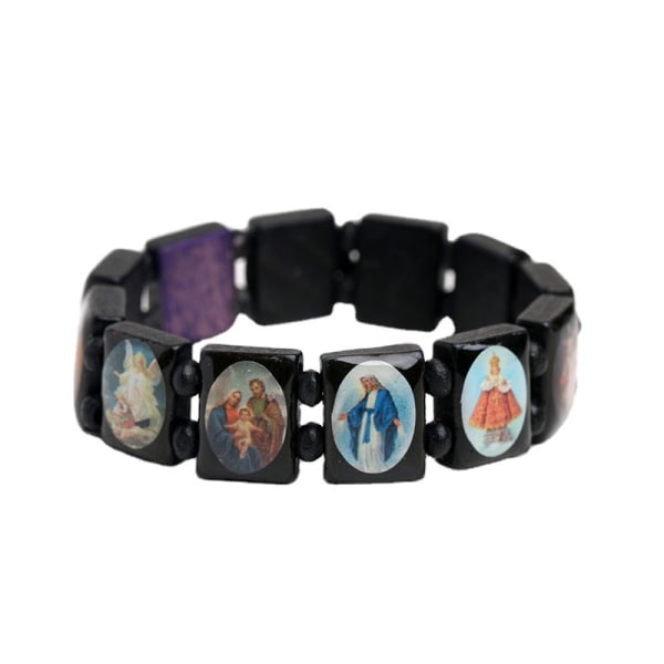 3-pack Jesus Armband Ängelarmband Mary Religion Trä Stretch Katolsk Idol Välsignelse Smycken