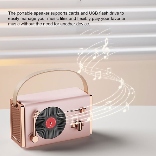 Bärbar högtalare Retrodesign Kraftfull power Stöder USB minneskort 1200mAh batteri Rosa pink
