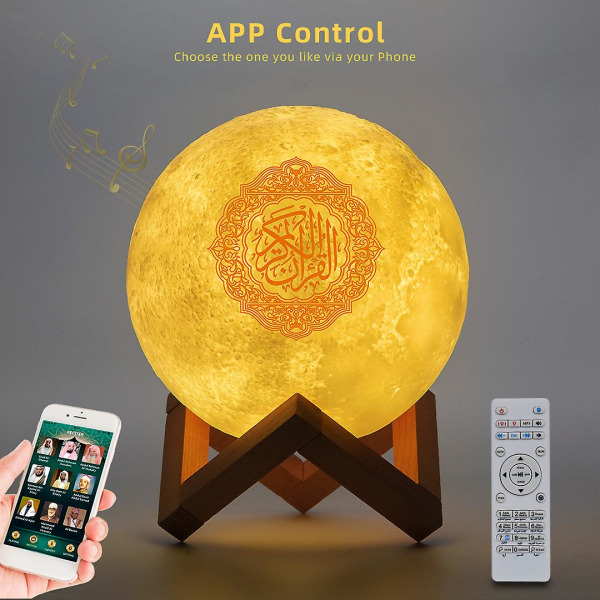 Bluetooth högtalare Trådlös muslimsk nattljus Koranhögtalare 3d Moon med appkontroll Koranen Högtalare Koranen Touch Lamp