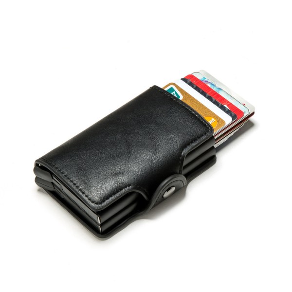 Automatisk pop-up RFID-aluminiumlegering stöldskyddande kreditkortsväska med dubbellagers plånbok med stor kapacitet