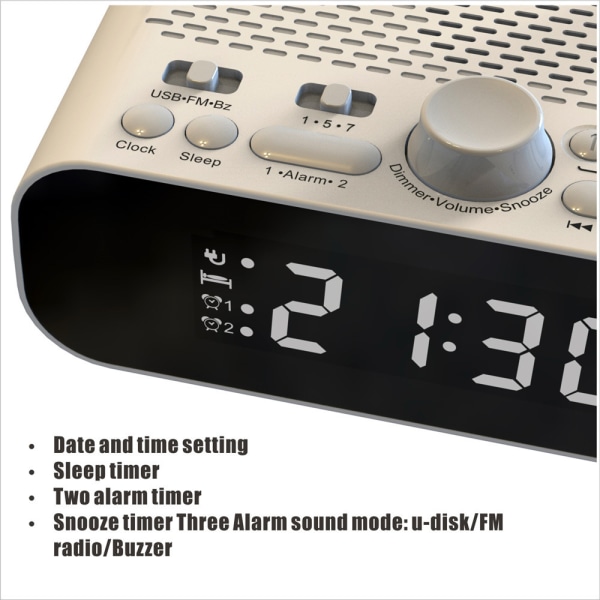 Fm Klockradio Med Bluetooth Streaming Spela Led Display Väckarklocka Hi-fi-högtalare