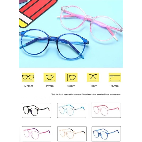 Barnglasögon, blått ljusfilter, antireflexglasögon, ansträngda ögon, silikonlinser för barn